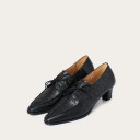 Edith Heels, black alligator pattern